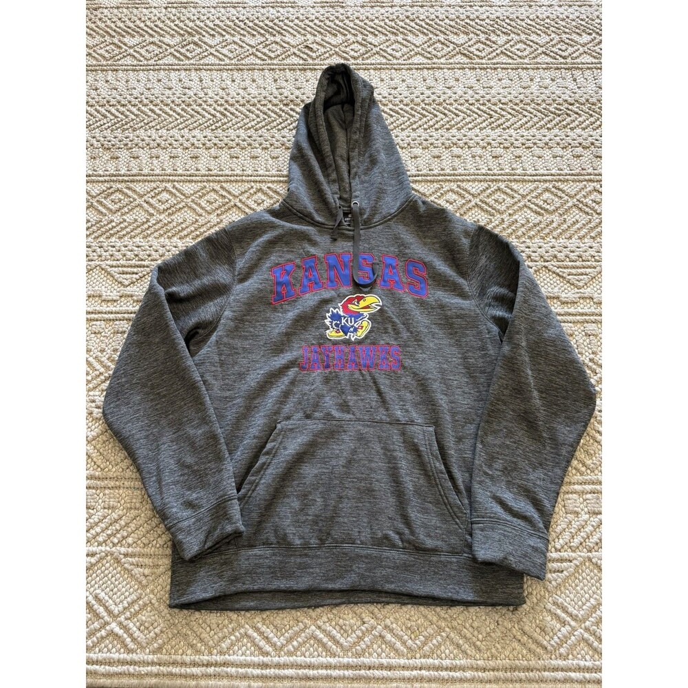 Colossuem Kansas Jayhawks Hoodie Mens XL Gray Embroidered Pullover